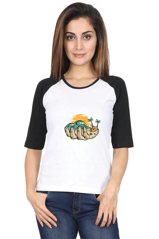 Beach : Premium 100% Cotton Ragan T - Shirt