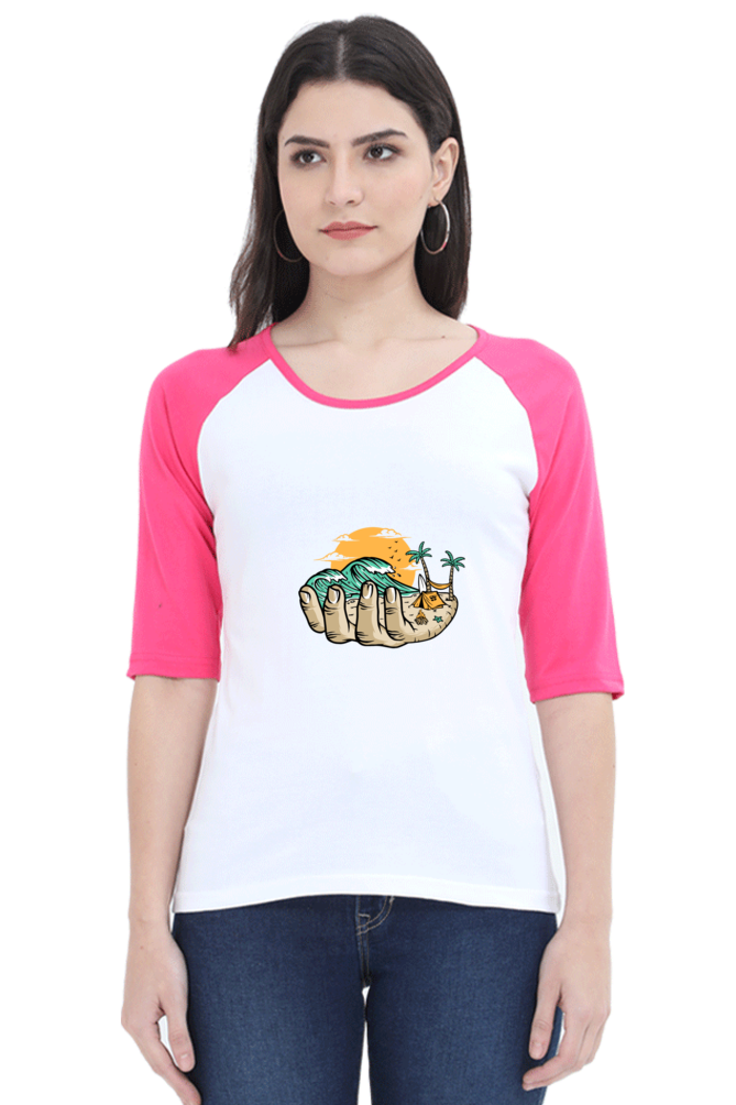 Beach : Premium 100% Cotton Ragan T - Shirt