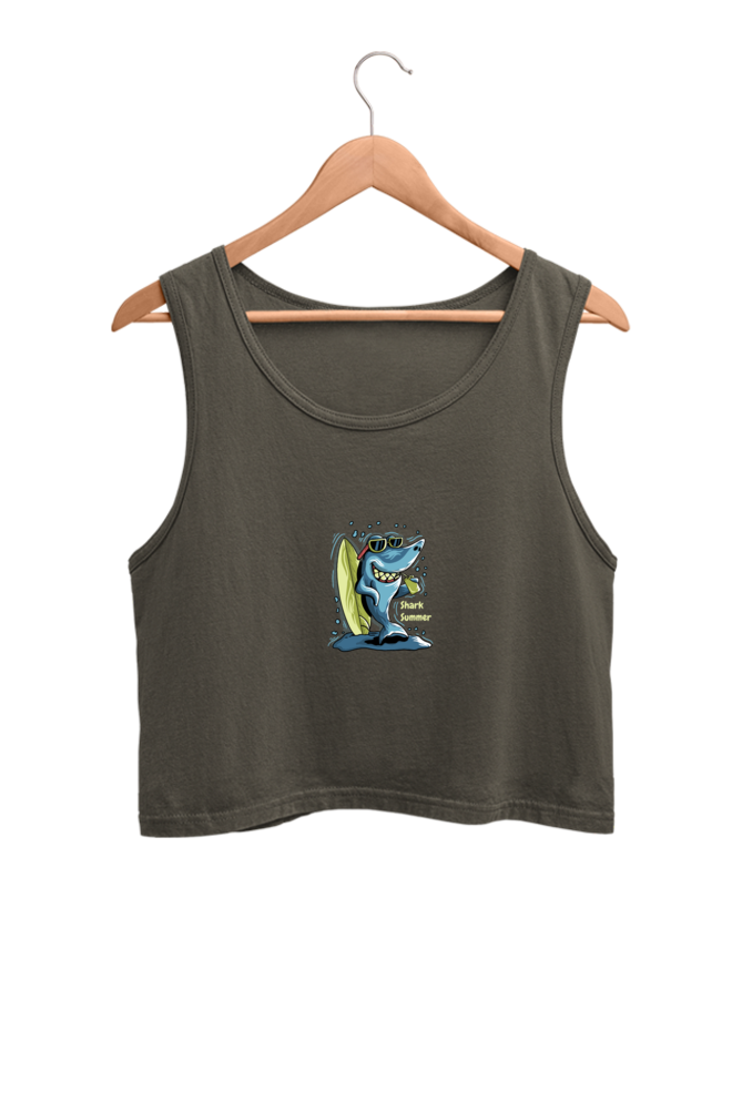 Shark : 100% Cotton Crop Tank