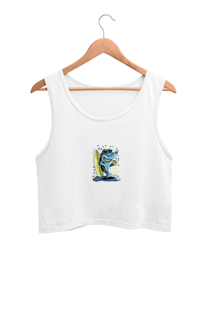 Shark : 100% Cotton Crop Tank