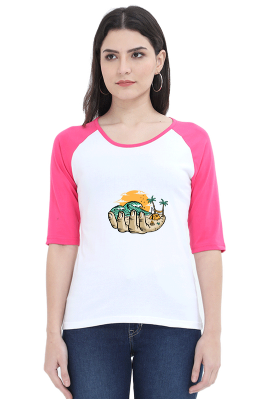 Beach : Premium 100% Cotton Ragan T - Shirt