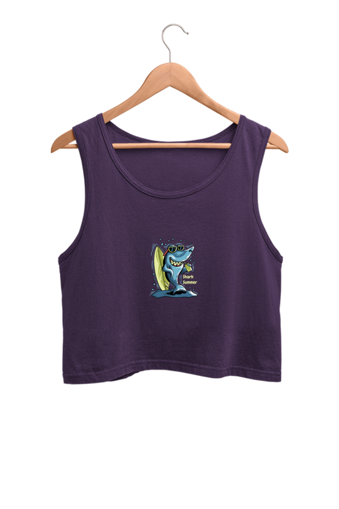 Shark : 100% Cotton Crop Tank