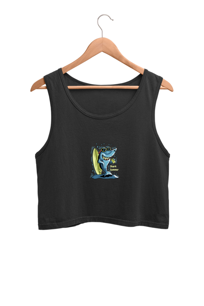 Shark : 100% Cotton Crop Tank