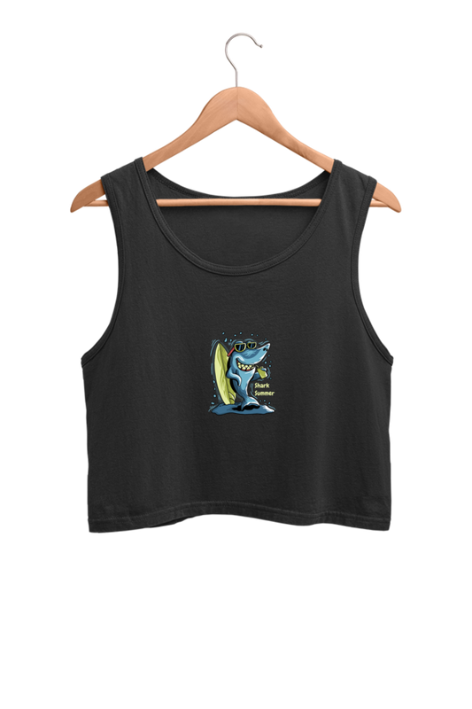 Shark : 100% Cotton Crop Tank