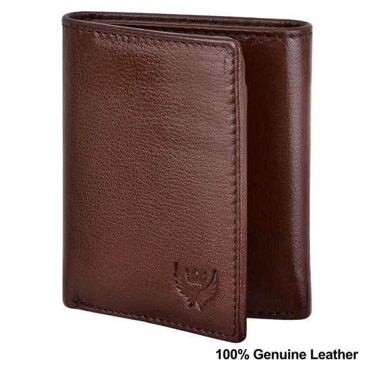 Lorenz TriFold Closure Umber Brown RFID Blocking Leather Wallet for Men with ID Slot