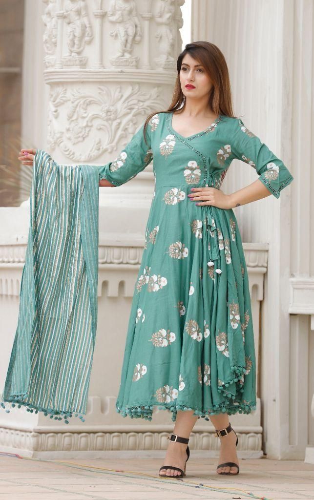 Pretty Rayon Slub Printed Kurti Dupatta Set