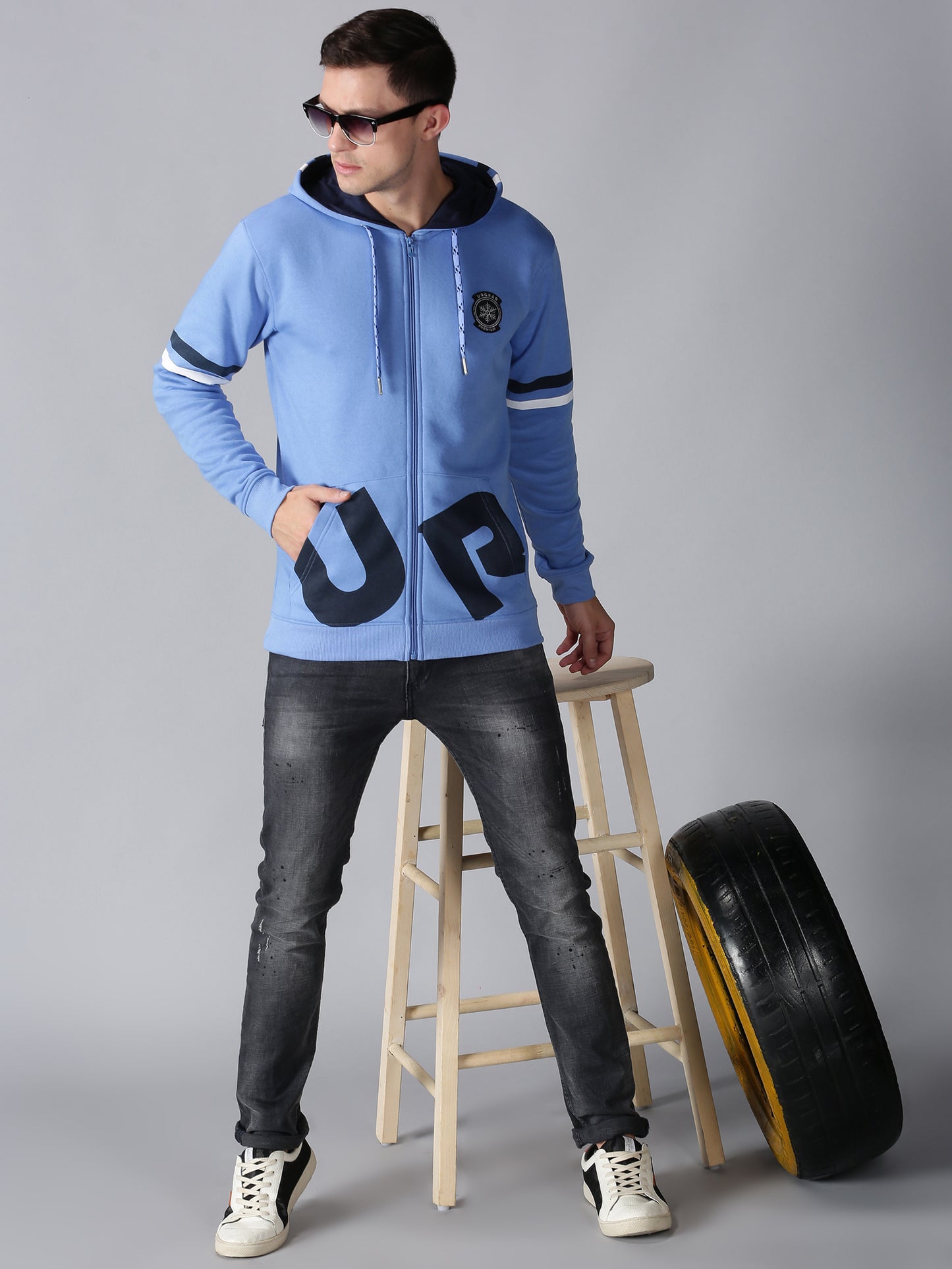 Fleece Color Block Full Sleeves Men's Hoodie