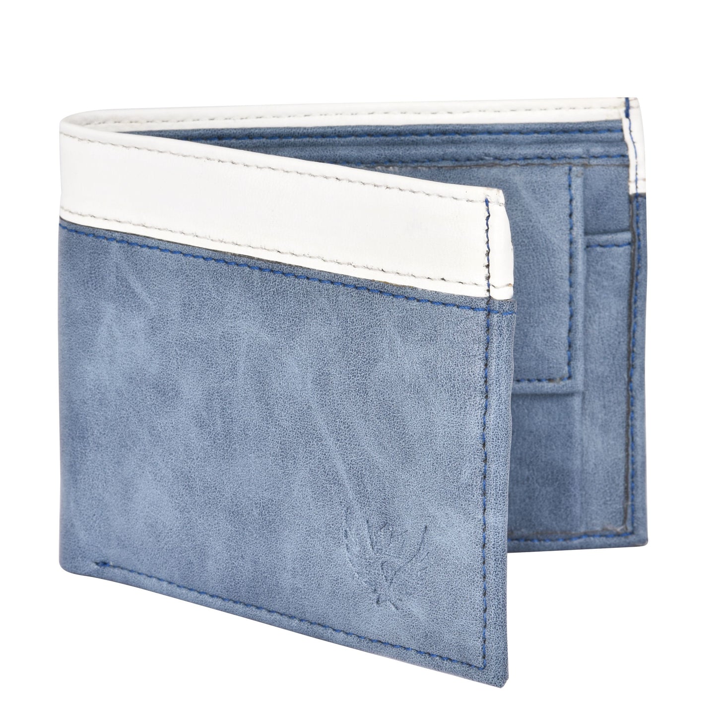 Lorenz Bi-Fold Synthetic Leather Wallet for Men (Blue,White)