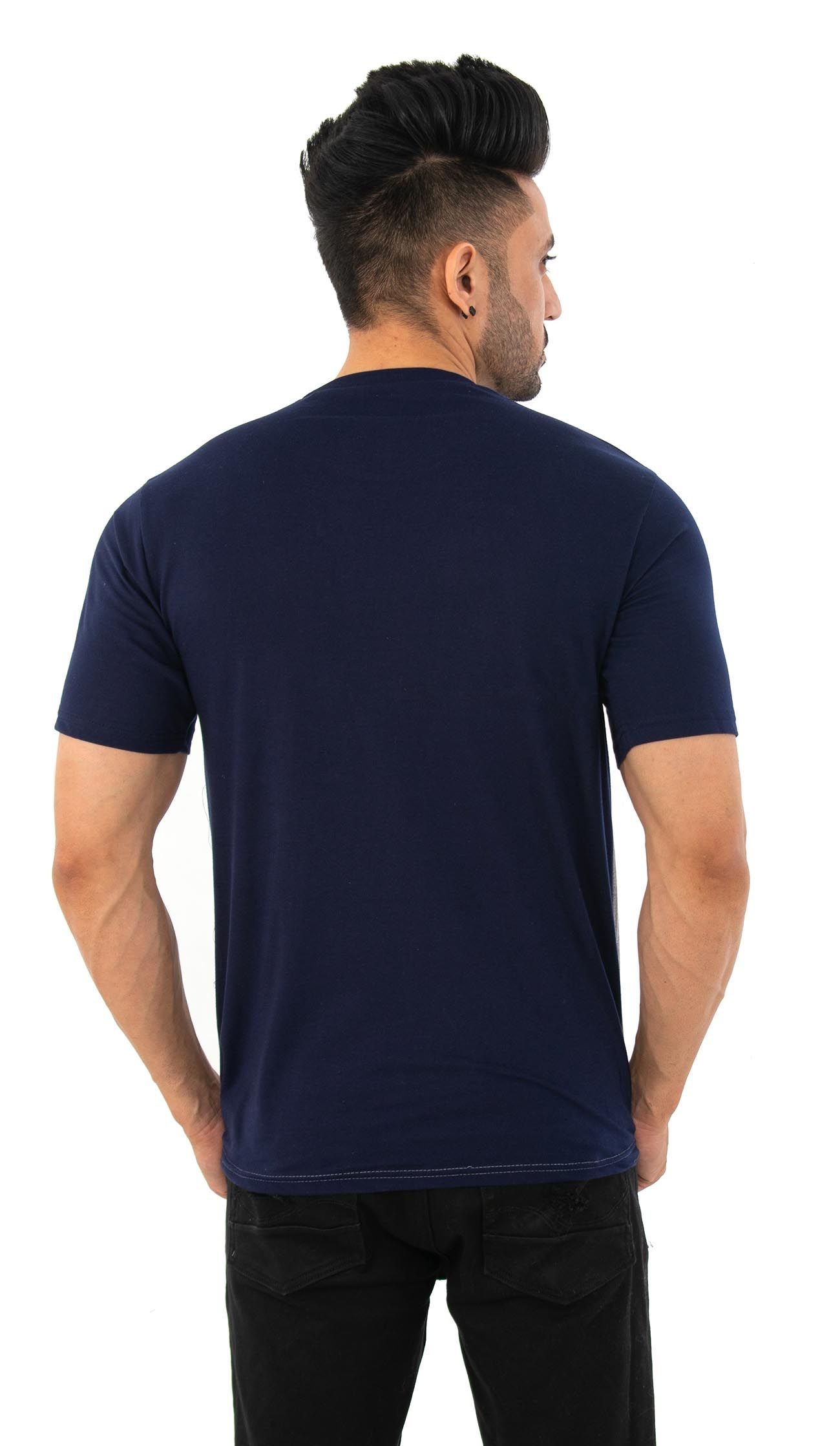 Men Round Neck Blue T-Shirt