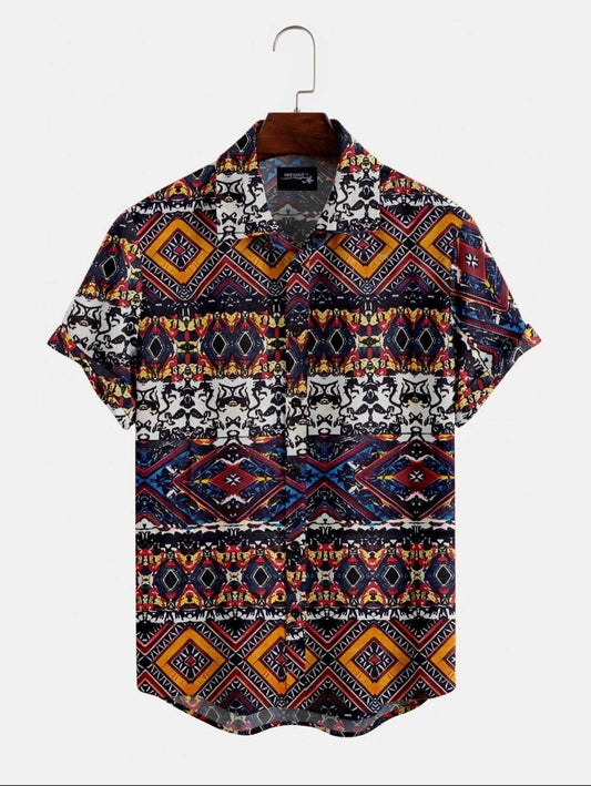 Poly Cotton Printed Half Sleeeves Regular Fit Mens Casual Shirt