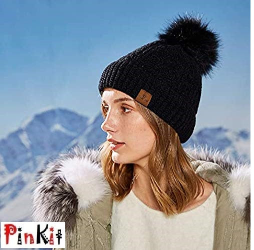 Women's Pompom Winter Beanie Knit Ski Cap