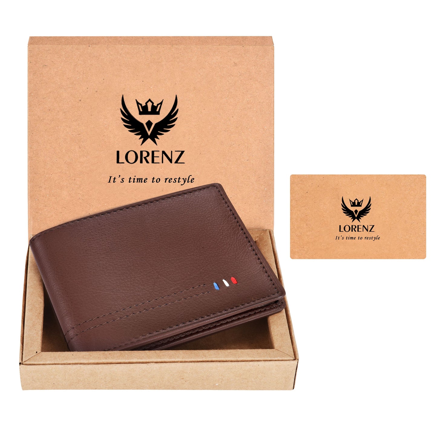 Lorenz Bi-Fold Umber Brown RFID Blocking Leather Wallet for Men