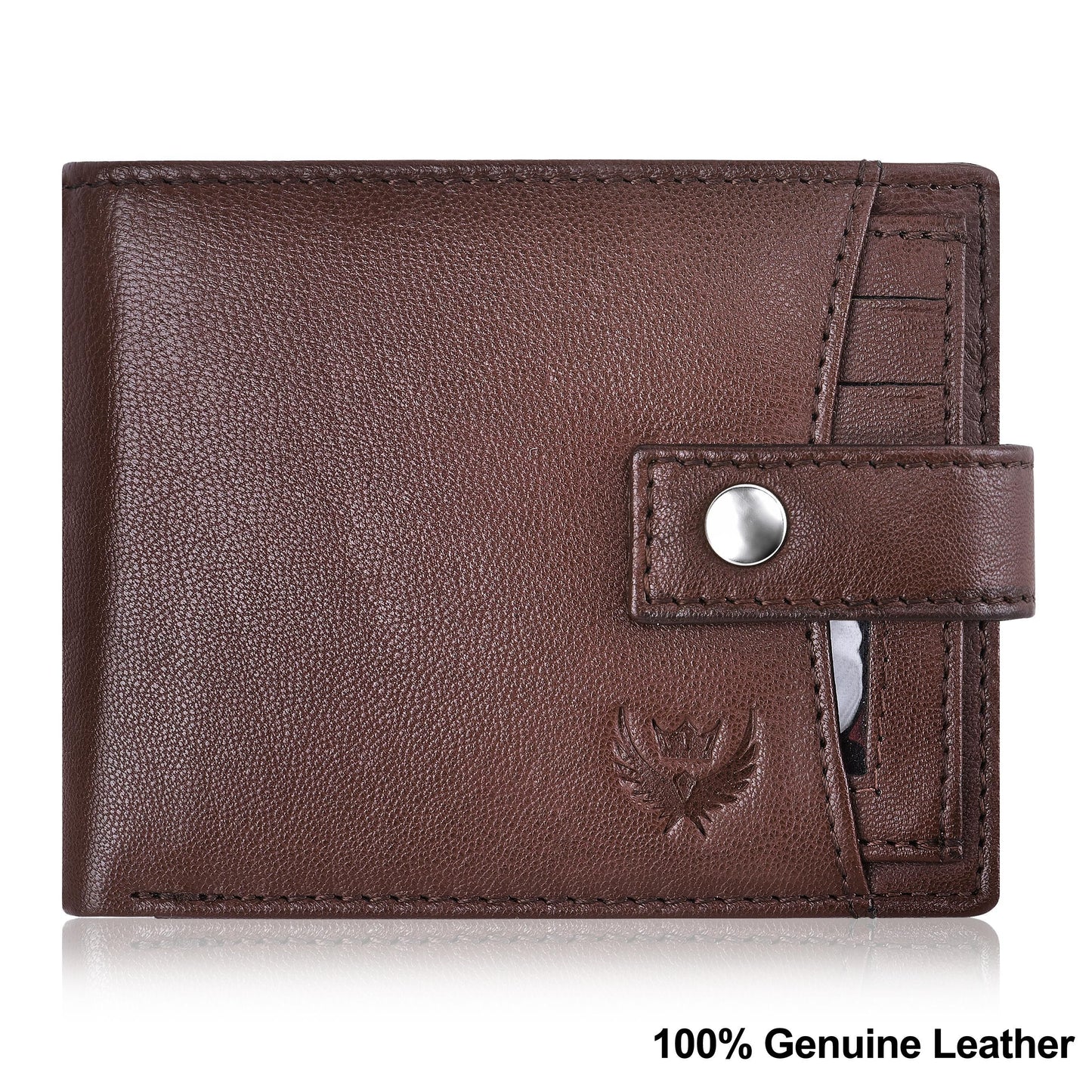 Lorenz Bi-Fold Dark Brown RFID Blocking Leather Wallet for Men with External Card Holder & Coin Pocket Feature