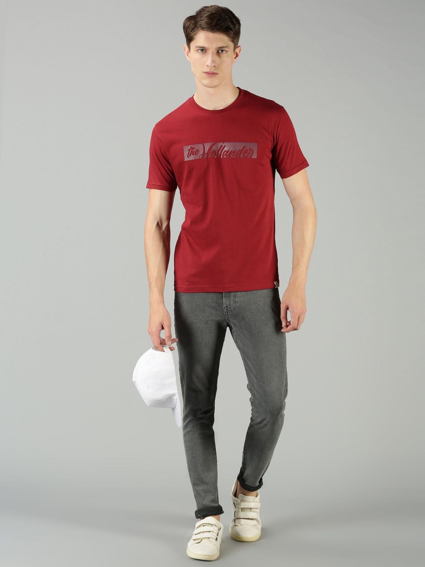 THE HOLLANDER Cotton Half Sleeevs Printed Mens Round Neck T-Shirt