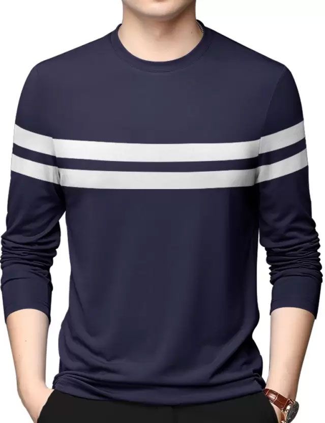 HEATHEX Chest Striped Men Full Sleeve T-Shirt