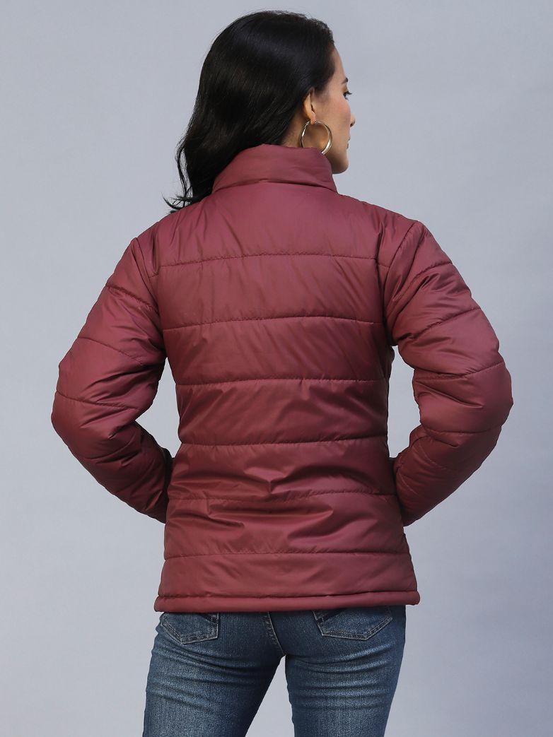 Rigo Women's Polyester Wine Puffer Jacket