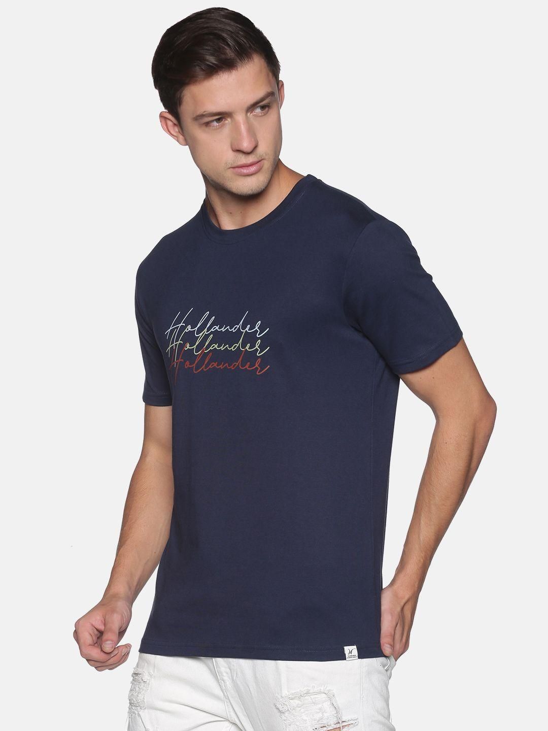 THE HOLLANDER Cotton Half Sleeevs Printed Mens Round Neck T-Shirt