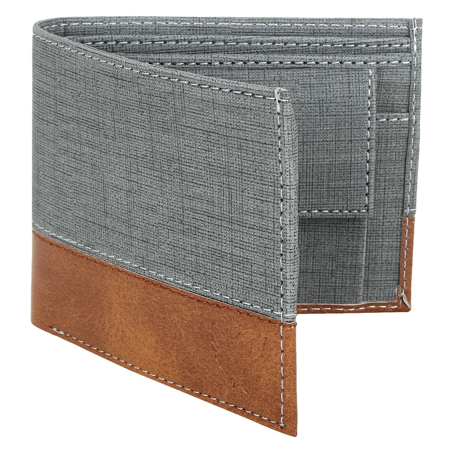 Lorenz Casual Bi-Fold Wallet for Men (Gray,Tan)