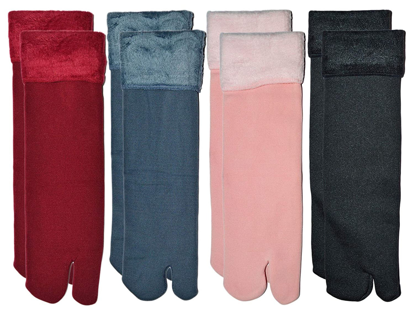 Multicolour Velvet Winter Thermal Thumb socks for Women Girls (Pack of 4 Pairs)