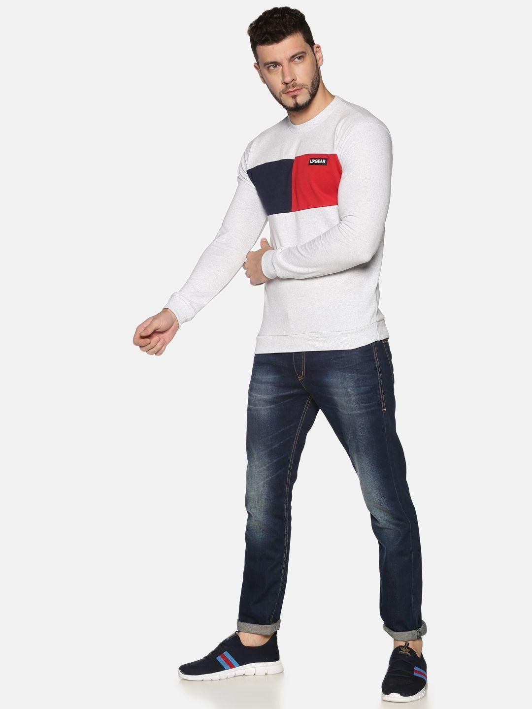 Urgear Fleece Color Block Full Sleeves Regular Fit Mens Sweatshirt