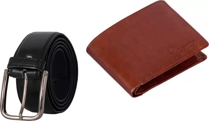 First leather Wallet & Belt Combo��(Black, Brown)