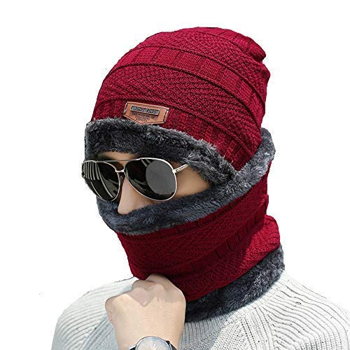 Winter Knit Neck Warmer Scarf and Set Skull Cap for Men Women Winter Cap for Men 2 Piece Combo Pack