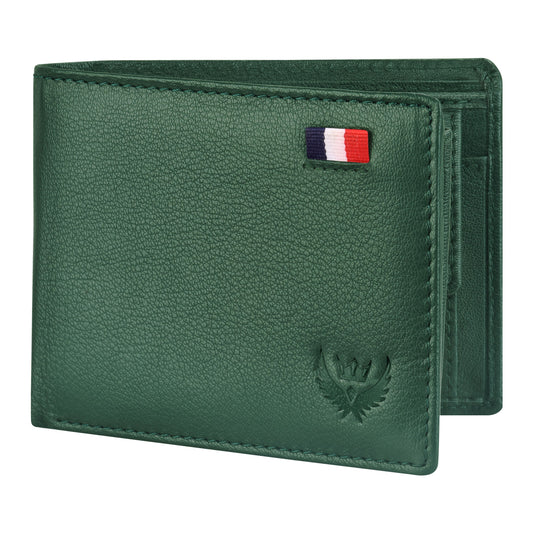 Lorenz India Forest Green Genuine Leather RFID Protected Large Capacity Wallet for Men