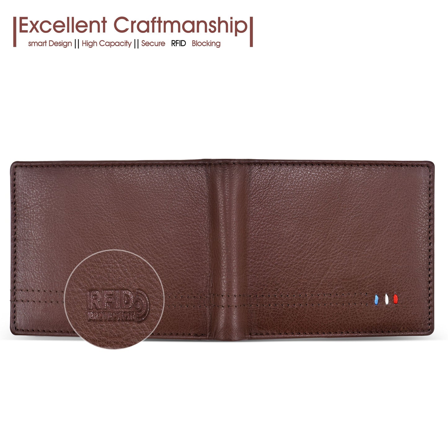 Lorenz Bi-Fold Umber Brown RFID Blocking Leather Wallet for Men