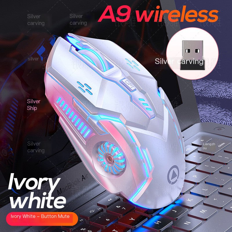 Silver Carving A9 Luminous Mute Gaming Wireless Mouse Girls Pink Laptop Accessories